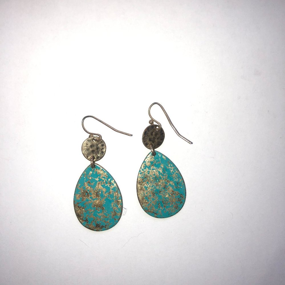 Gold and Turquoise Teardrop Earrings